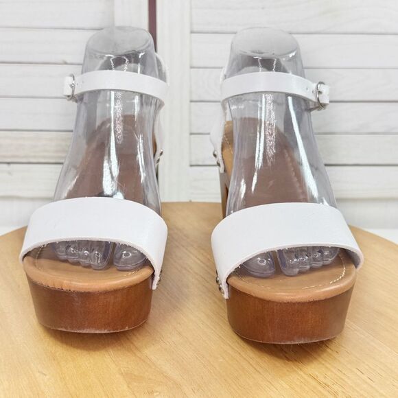 Madden Girl Lifft Chunky Platform Faux Leather Block Heel Sandals White 8 - Picture 2 of 12